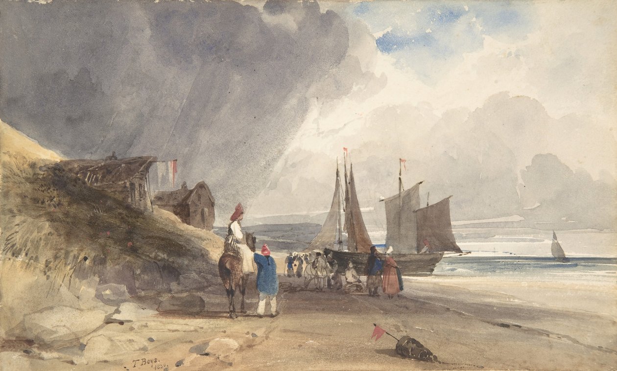 Postavy na pláži, severní Francie, 1830. od Thomas Shotter Boys