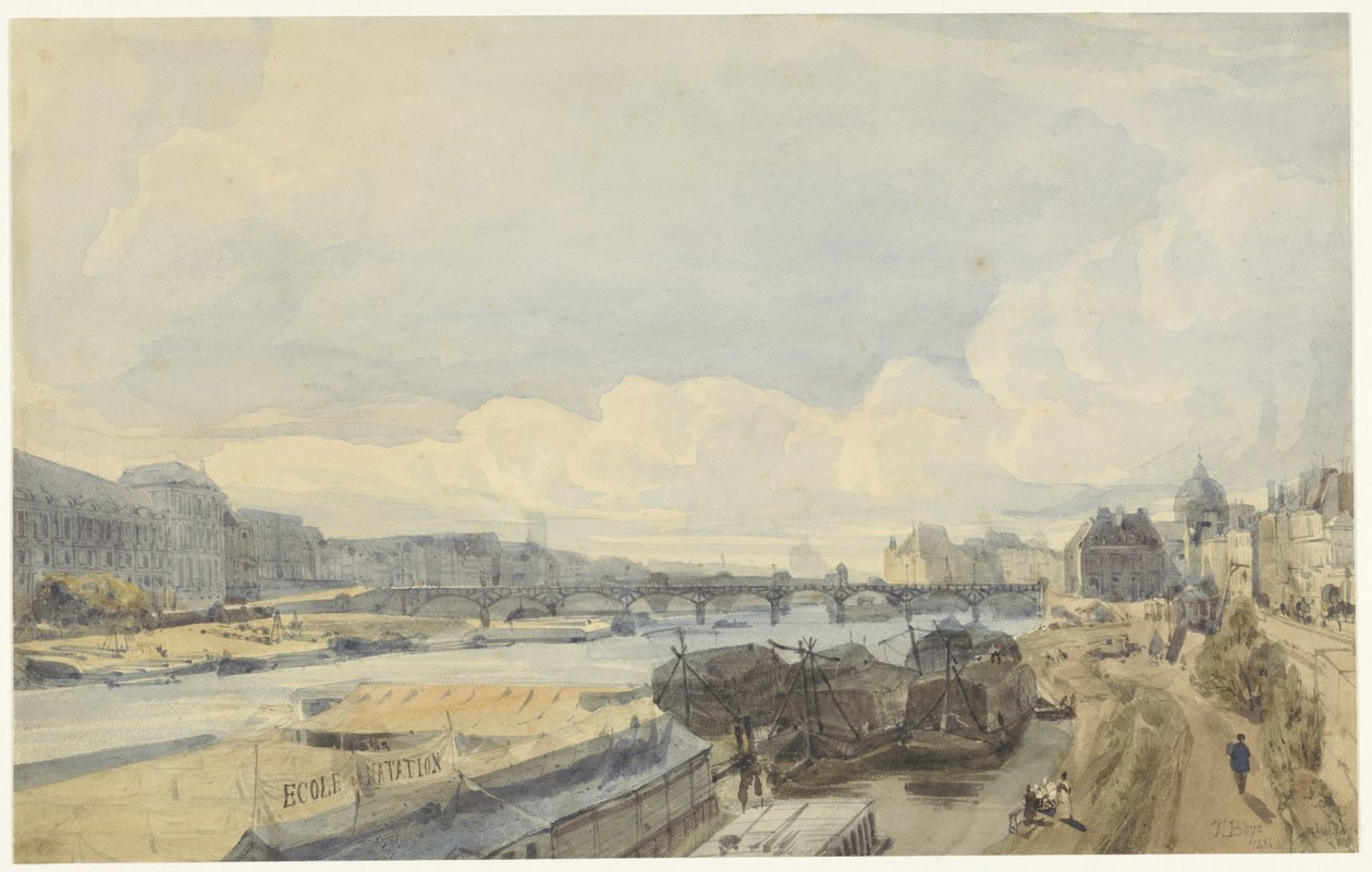 Pohled přes Seinu na Pont des Arts od Thomas Shotter Boys