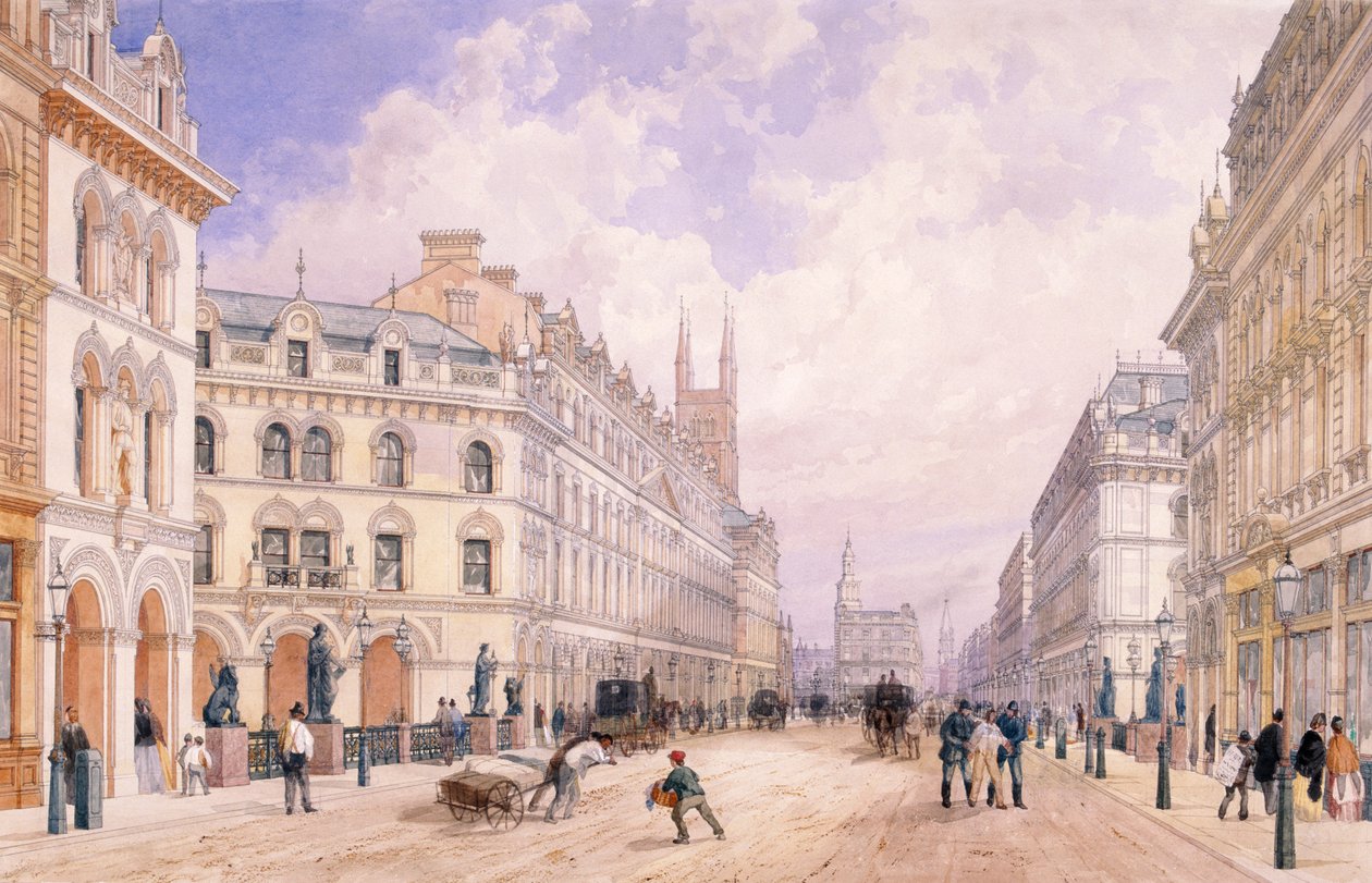 Holborn viadukt, Londýn, 1871 od Thomas Shotter Boys