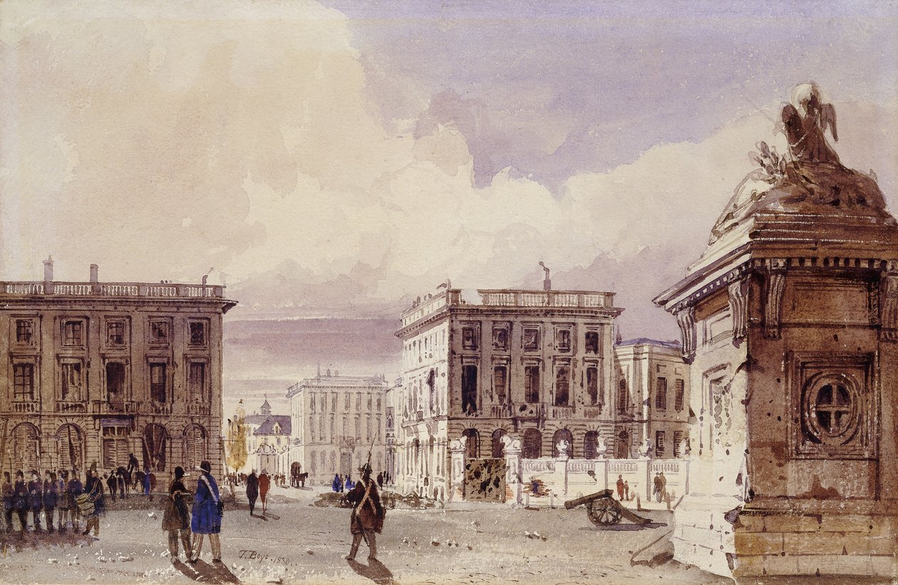 Hotel de Bellevue a Cafe d"Amitie Seen from the Park, Brusel, 1830 od Thomas Shotter Boys