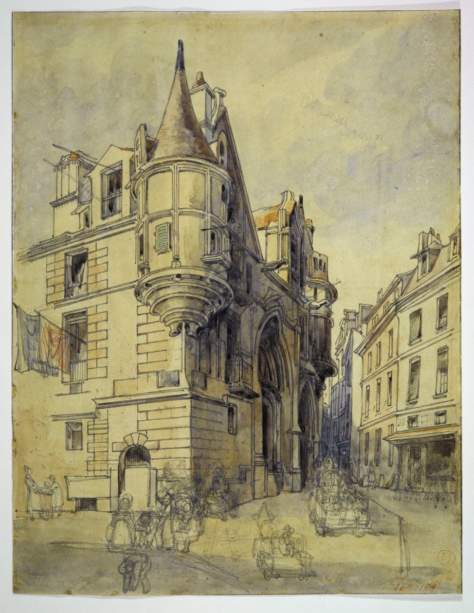 Hôtel de Sens, rue du Figuier, kolem roku 1833 od Thomas Shotter Boys