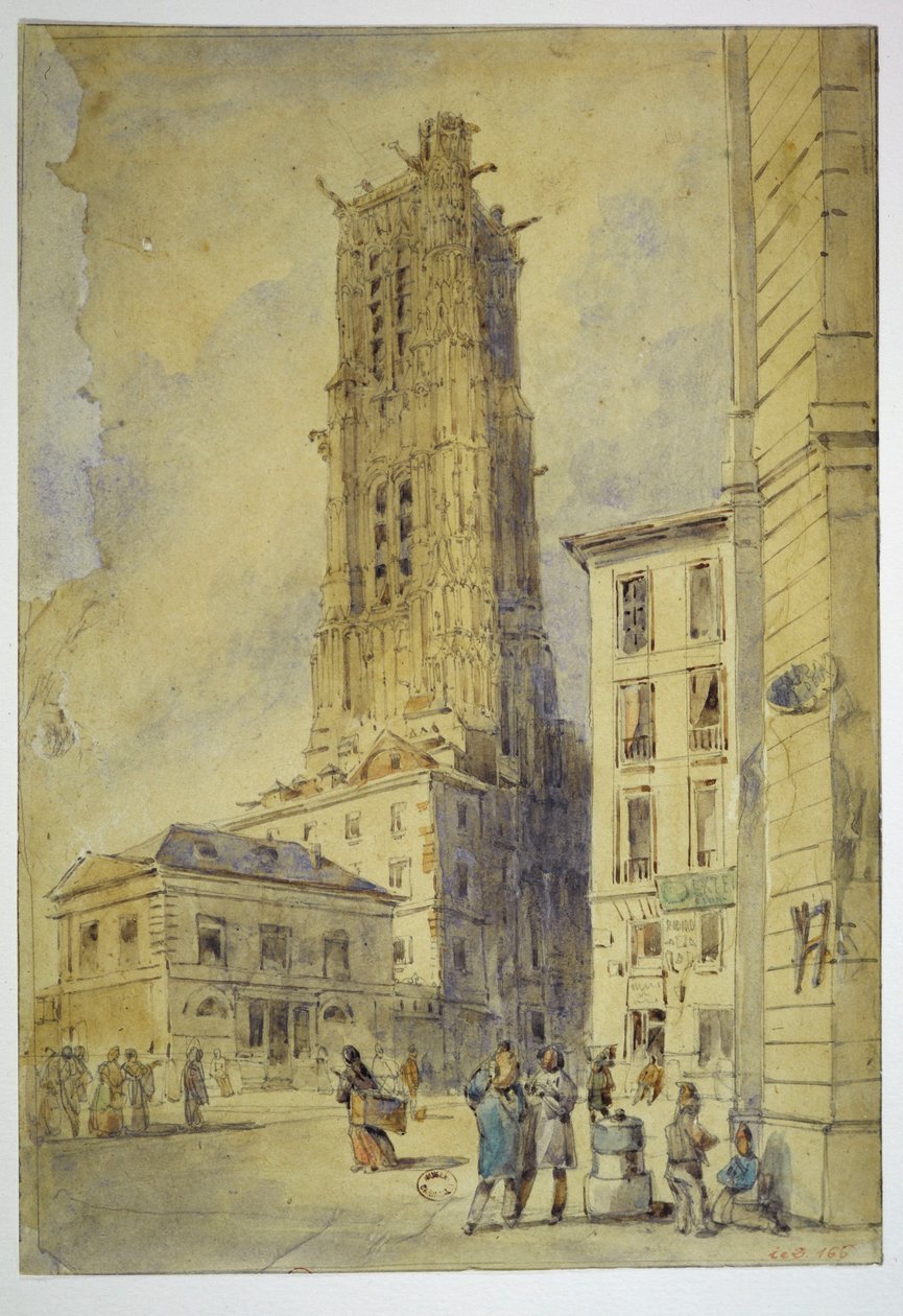 Věž Saint-Jacques před uvolněním okolí, roku 1836 od Thomas Shotter Boys