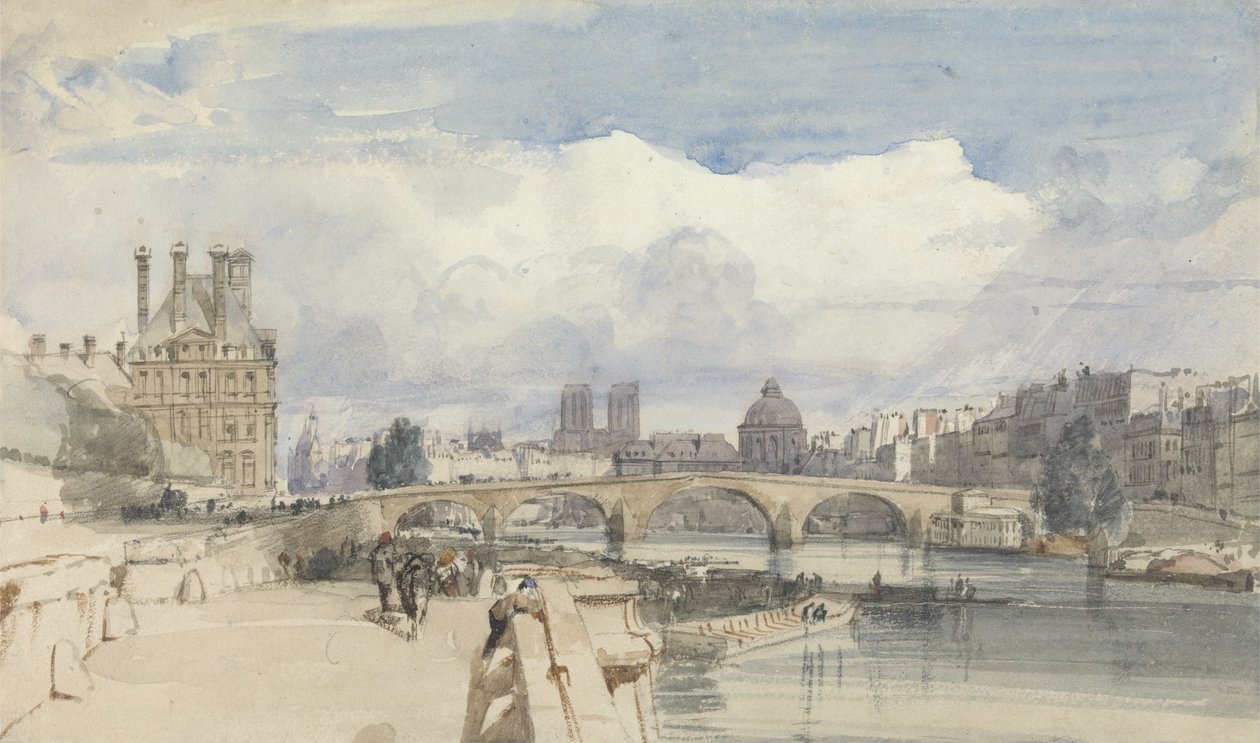 Le Pont Royal, Paříž, cca 1828 (bez papíru) od Thomas Shotter Boys