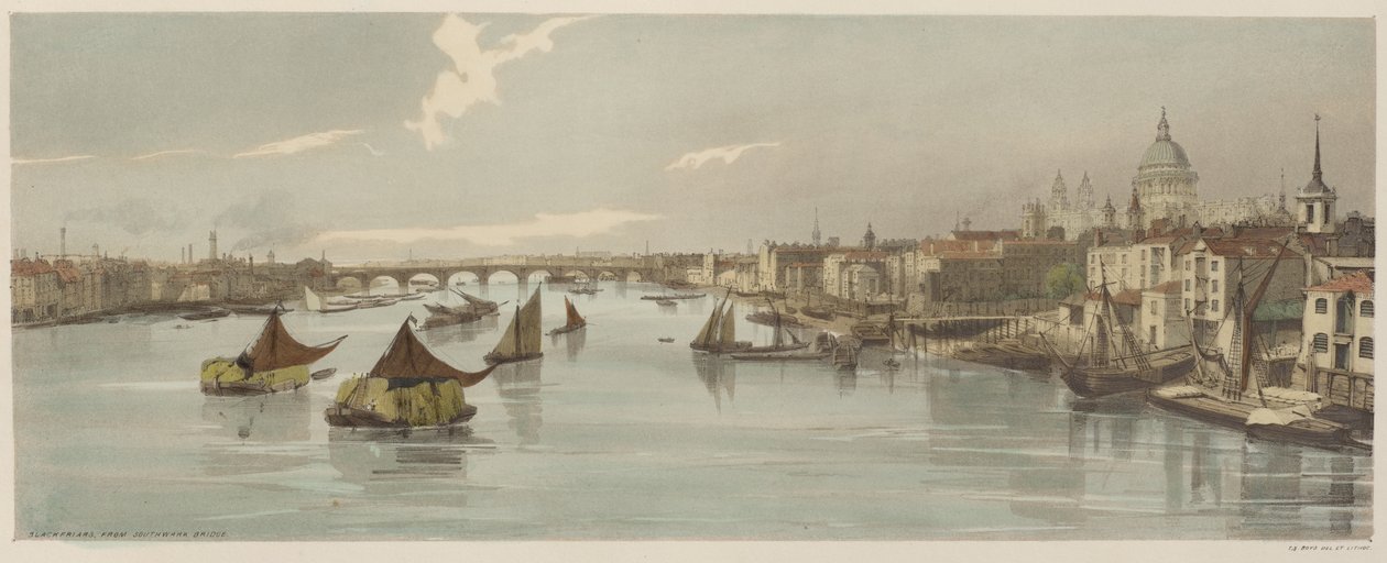London As It Is: Blackfriars, z Southwark Bridge od Thomas Shotter Boys