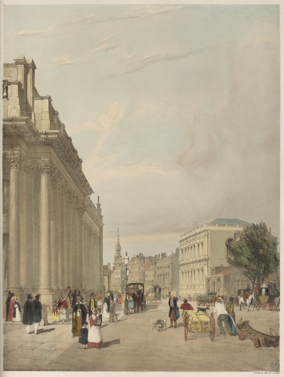 London As It Is: Board of Trade, Whitehall, z Downing Street od Thomas Shotter Boys