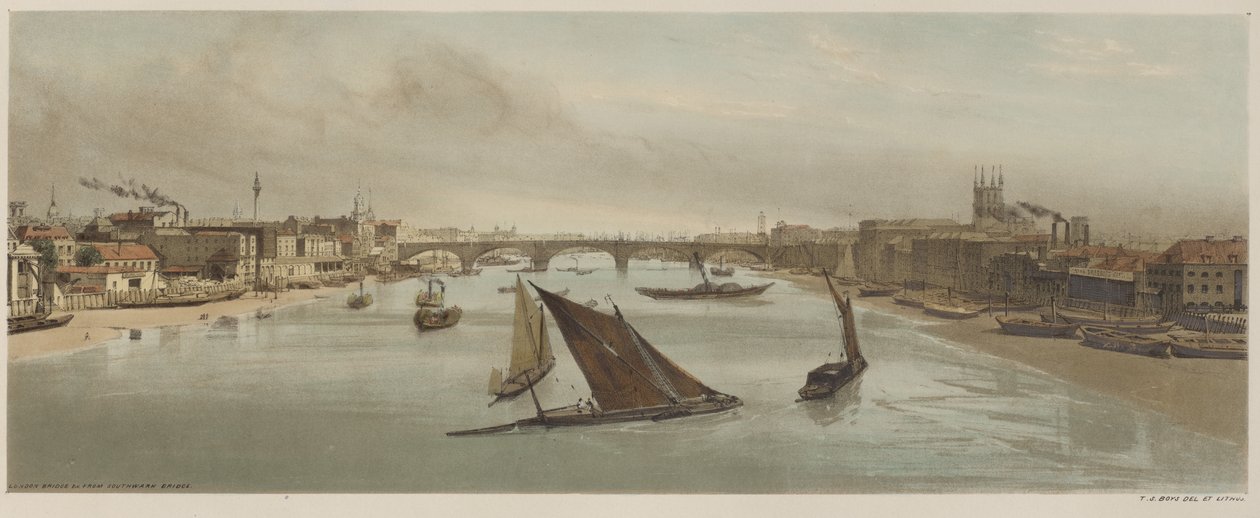 London As It Is: London Bridge, od Southwark Bridge od Thomas Shotter Boys