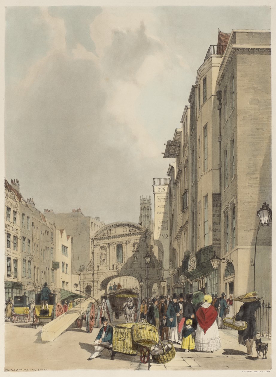 London As It Is: Temple Bar, od Strand od Thomas Shotter Boys