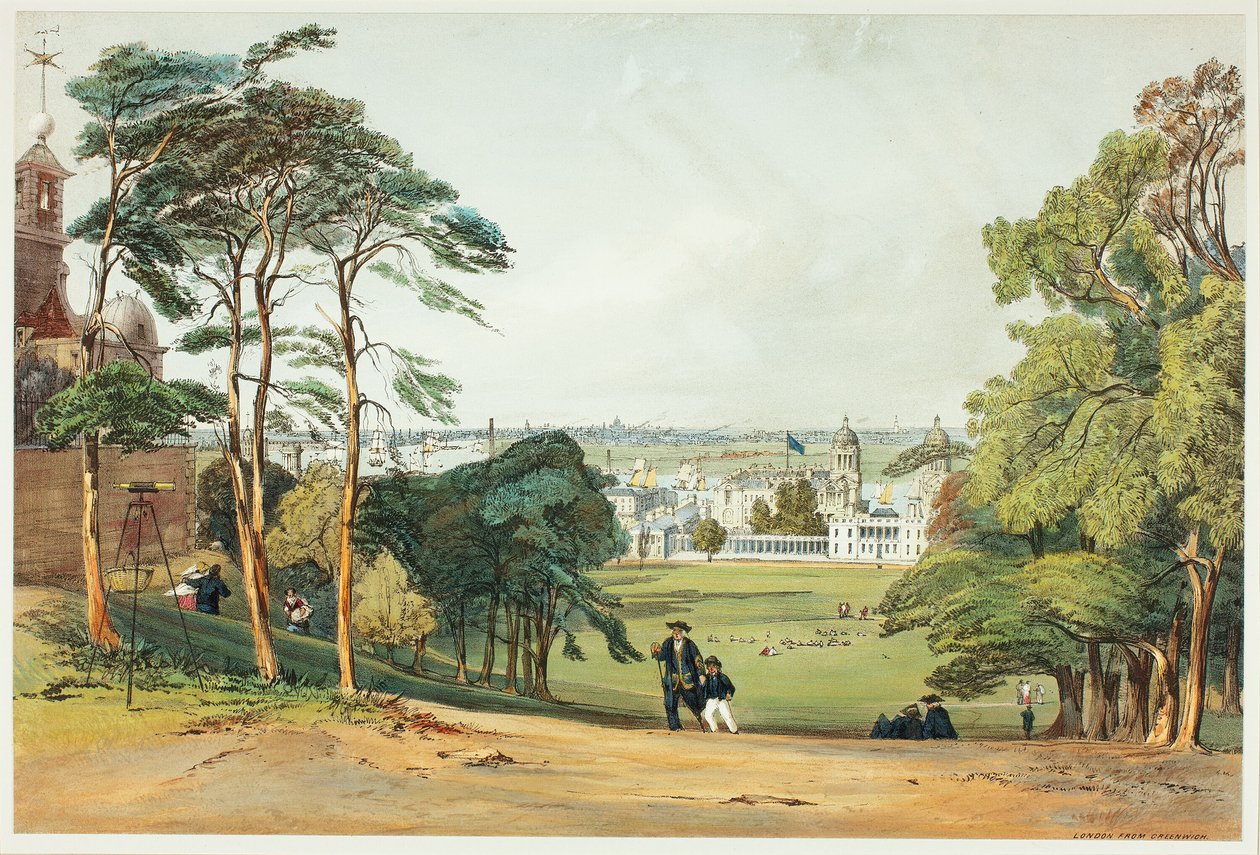 London, z Greenwiche, deska pět z Original Views of London as It Is od Thomas Shotter Boys