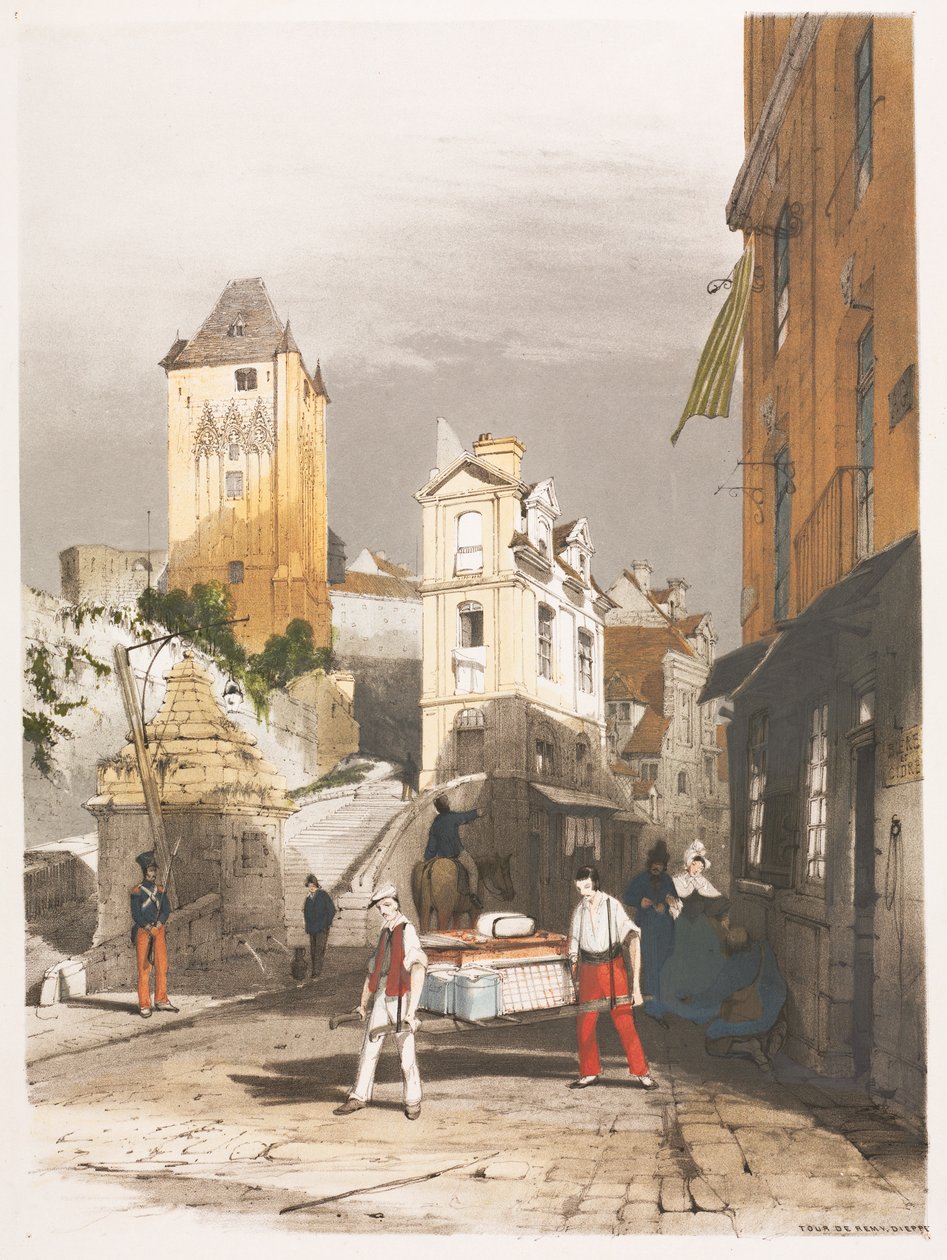 Malebná architektura v Paříži, Gentu, Antverpách, Rouenu atd.: Tour de Remy, Dieppe, 1839. od Thomas Shotter Boys