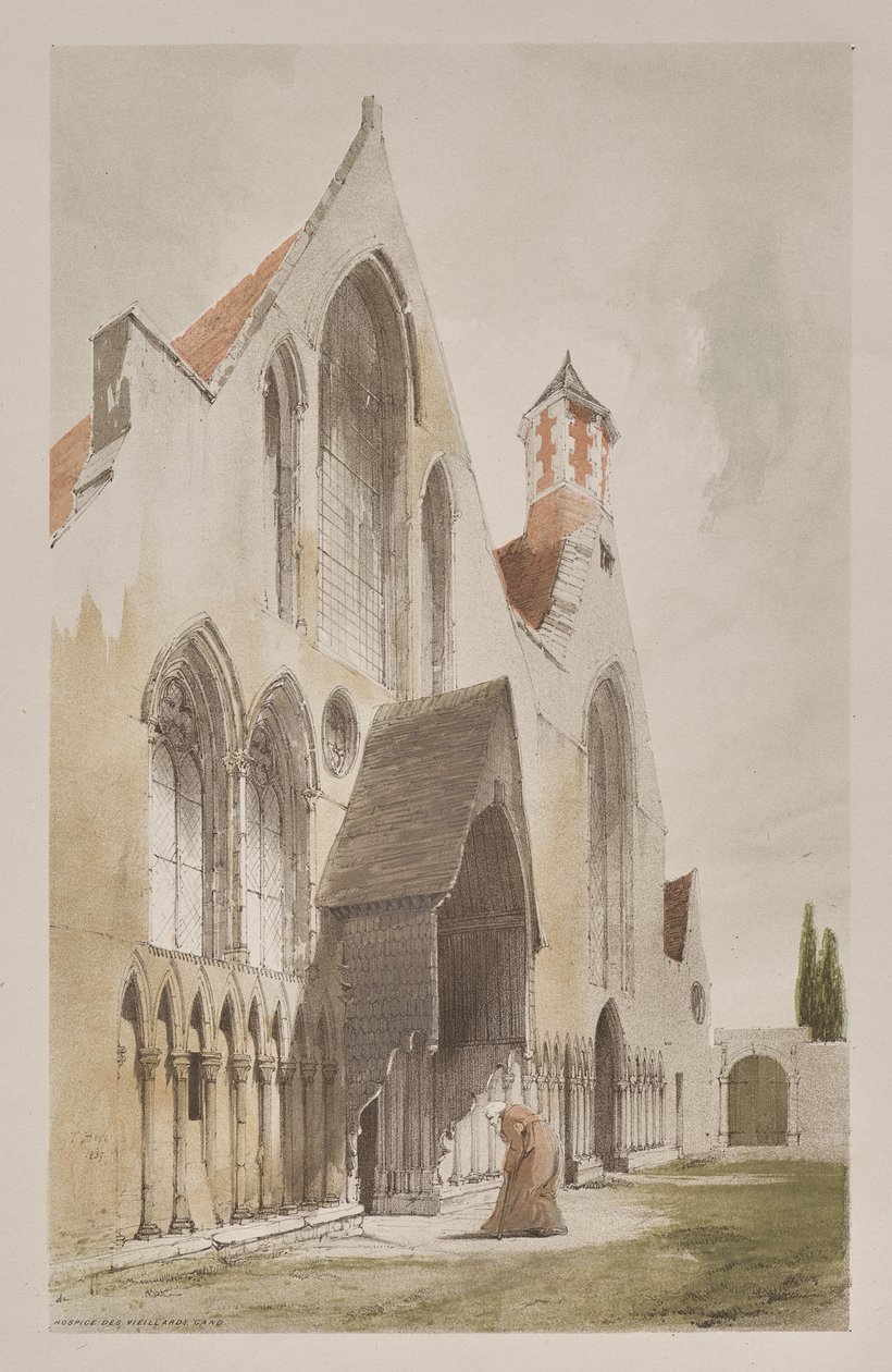 Malebná architektura v Paříži, Gent, Antverpy, Rouen: Hospice des Vieillards, Gent, Belgie od Thomas Shotter Boys