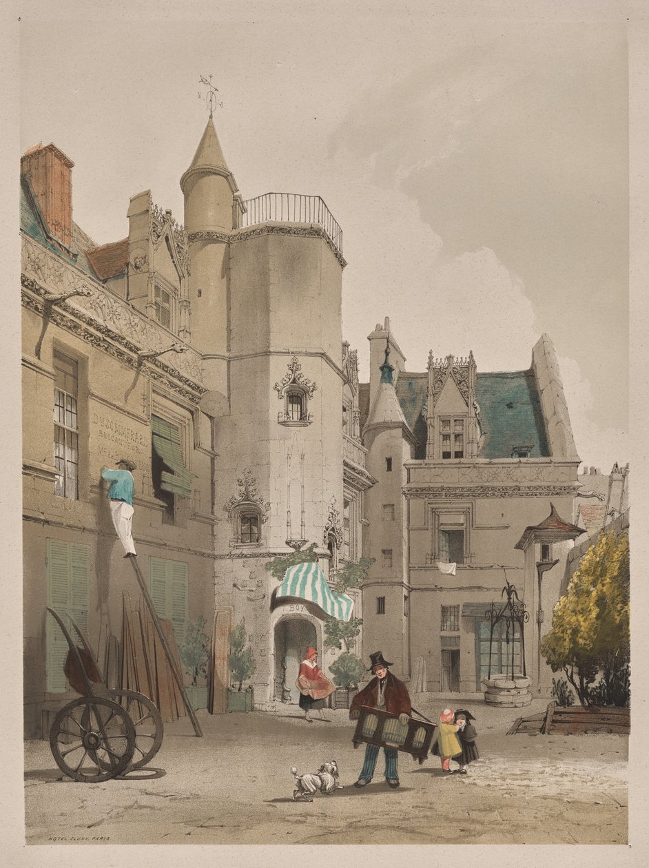 Malebná architektura v Paříži, Gent, Antverpy, Rouen: Hôtel Cluny, Paříž od Thomas Shotter Boys