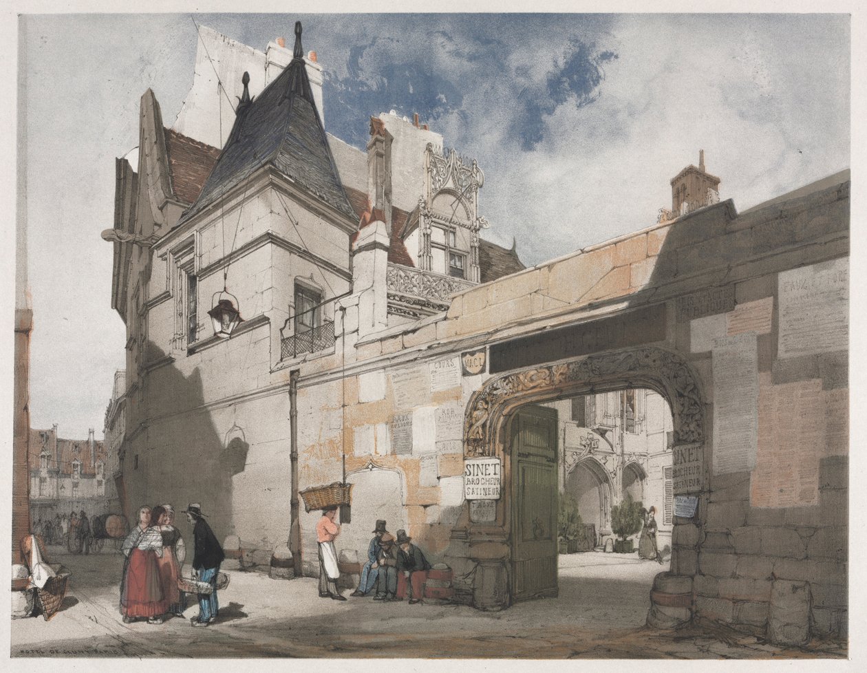 Malebná architektura v Paříži, Gent, Antverpy, Rouen: Hôtel de Cluny, Paříž, 1839. od Thomas Shotter Boys