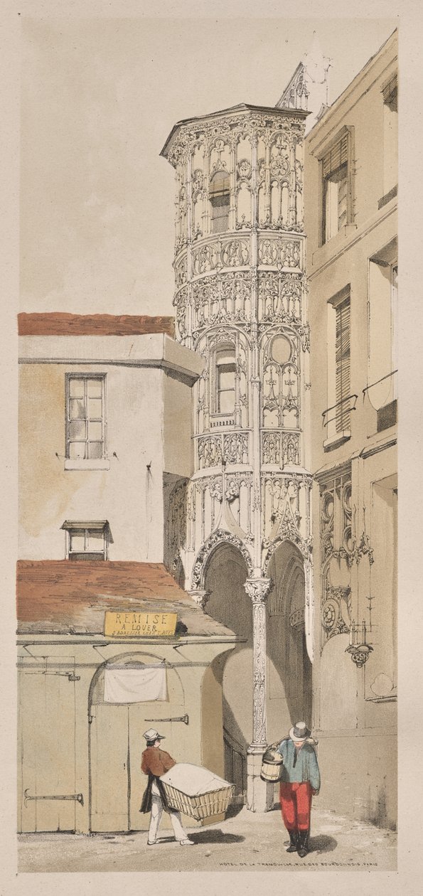 Malebná architektura v Paříži, Gent, Antverpy, Rouen: Hotel de la Tremouille, Rue des Bourbonnois, Paříž od Thomas Shotter Boys