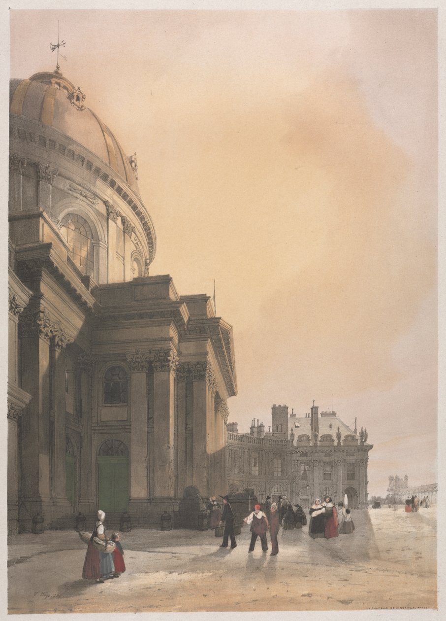 Malebná architektura v Paříži, Gent, Antverpy, Rouen: La Chapelle de lInstitut ..., 1839. od Thomas Shotter Boys