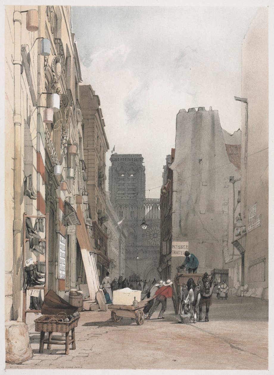 Malebná architektura v Paříži, Gent, Antverpy, Rouen: Nôtre Dame, Paříž, 1839. od Thomas Shotter Boys
