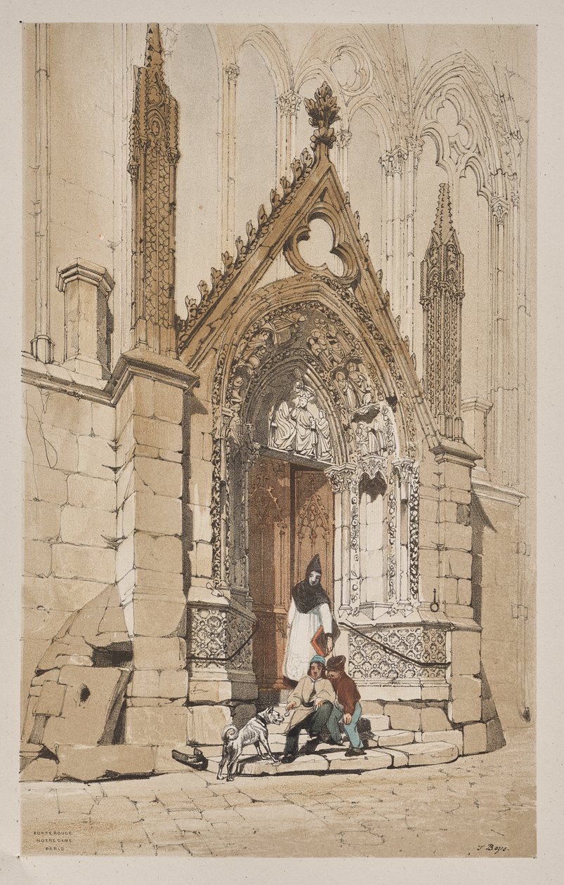 Malebná architektura v Paříži, Gent, Antverpy, Rouen: Red Door, Notre Dame, Paříž od Thomas Shotter Boys