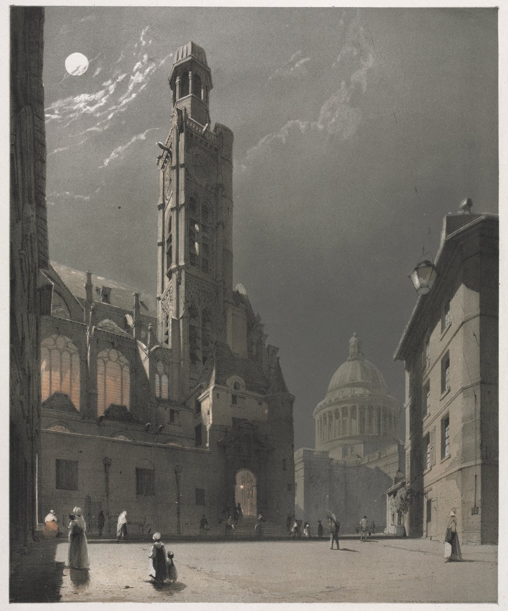 Malebná architektura v Paříži, Gent, Antverpy, Rouen: St. Etienne du Mont a Pantheon, Paříž od Thomas Shotter Boys