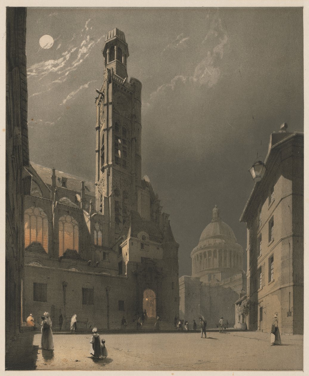 Malebná architektura v Paříži, Gent, Antverpy, Rouen: St. Etienne du Mont a Pantheon, Paříž od Thomas Shotter Boys