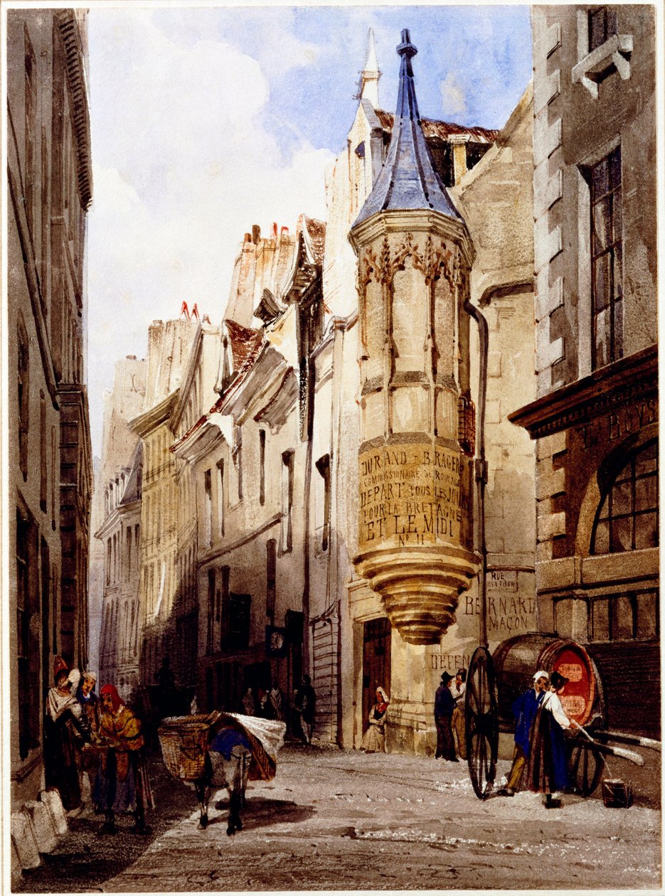 Rue de l"Amiral Coligny, rue Bailleul, Paříž, 1831 od Thomas Shotter Boys