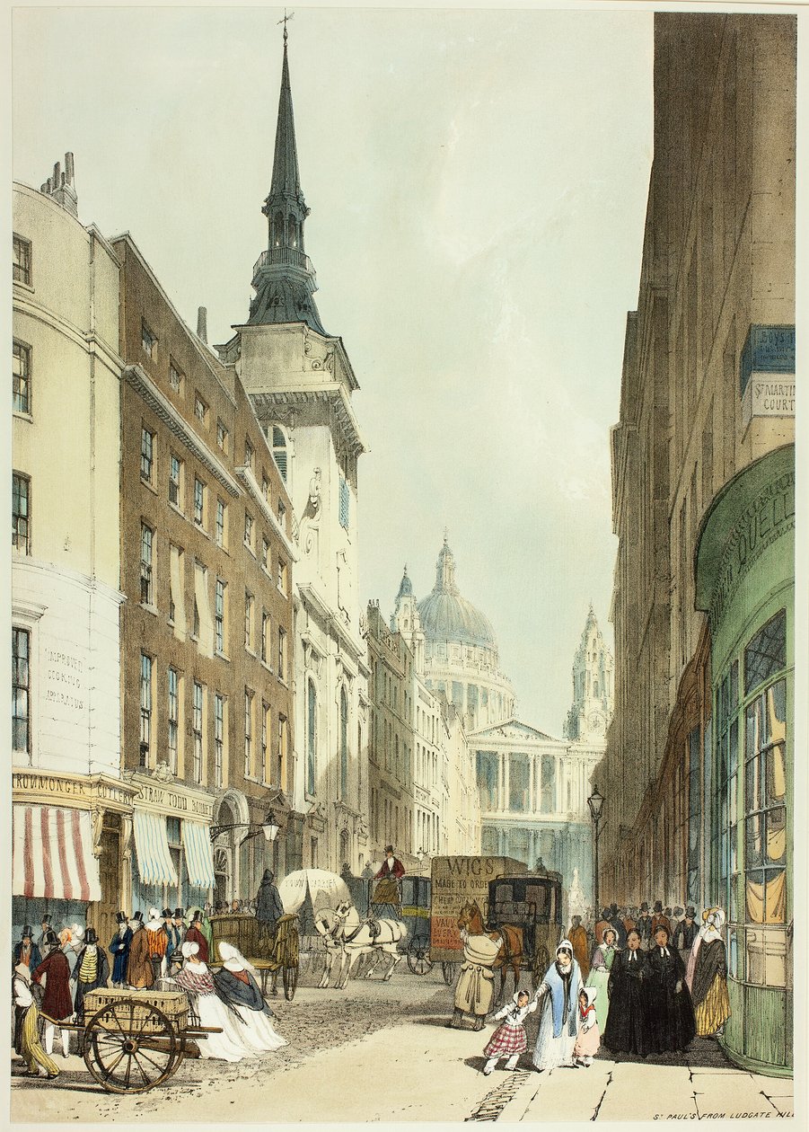 Katedrála svatého Pavla z Ludgate Hill, deska 24 z knihy Originální pohledy na Londýn, jak vypadá od Thomas Shotter Boys