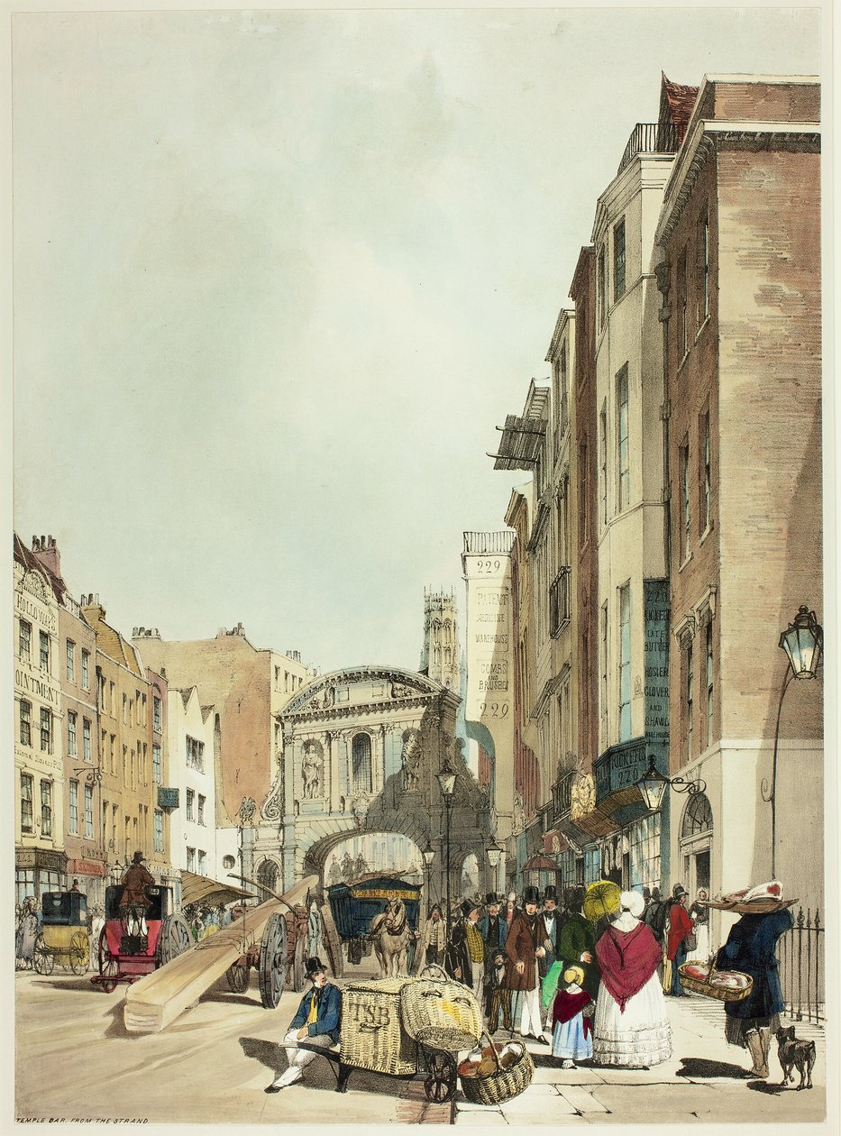 Temple Bar z The Strand, deska 22 z Original Views of London as It Is od Thomas Shotter Boys