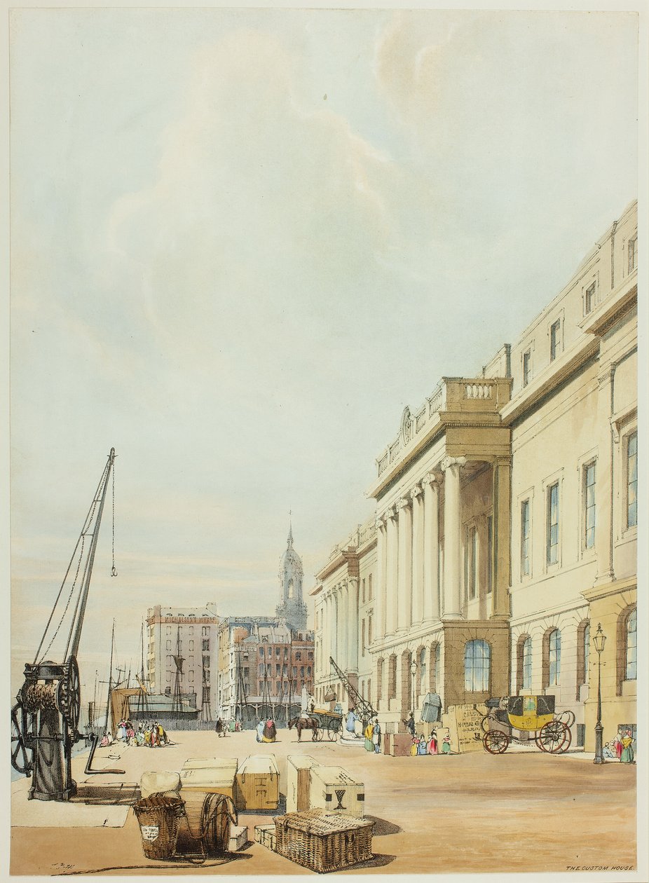 Custom House, deska tři z Original Views of London as It Is od Thomas Shotter Boys
