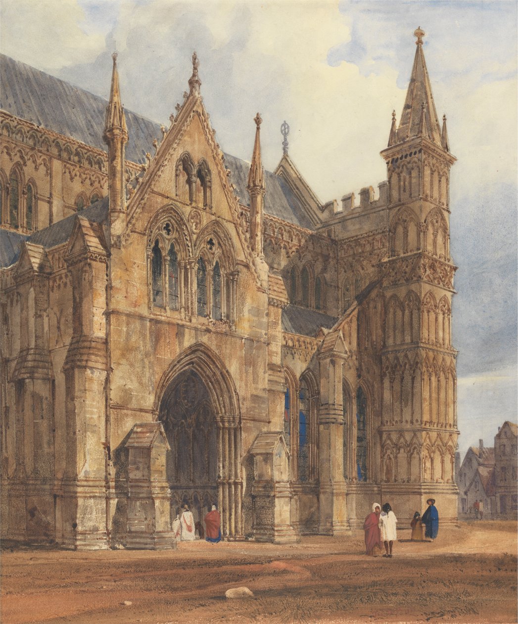 Severozápadní veranda katedrály v Salisbury od Thomas Shotter Boys