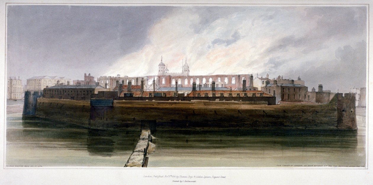 Tower of London ráno po požáru ve zbrojnici dne 30. října 1841 od Thomas Shotter Boys