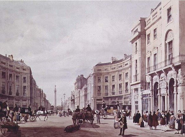 Pohled na Regent Street, při pohledu na sloup vévody z Yorku od Thomas Shotter Boys