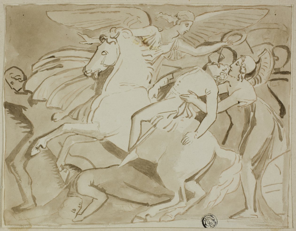 Anděl kladoucí věnec na hlavu umírajícího vojáka od Thomas Stothard