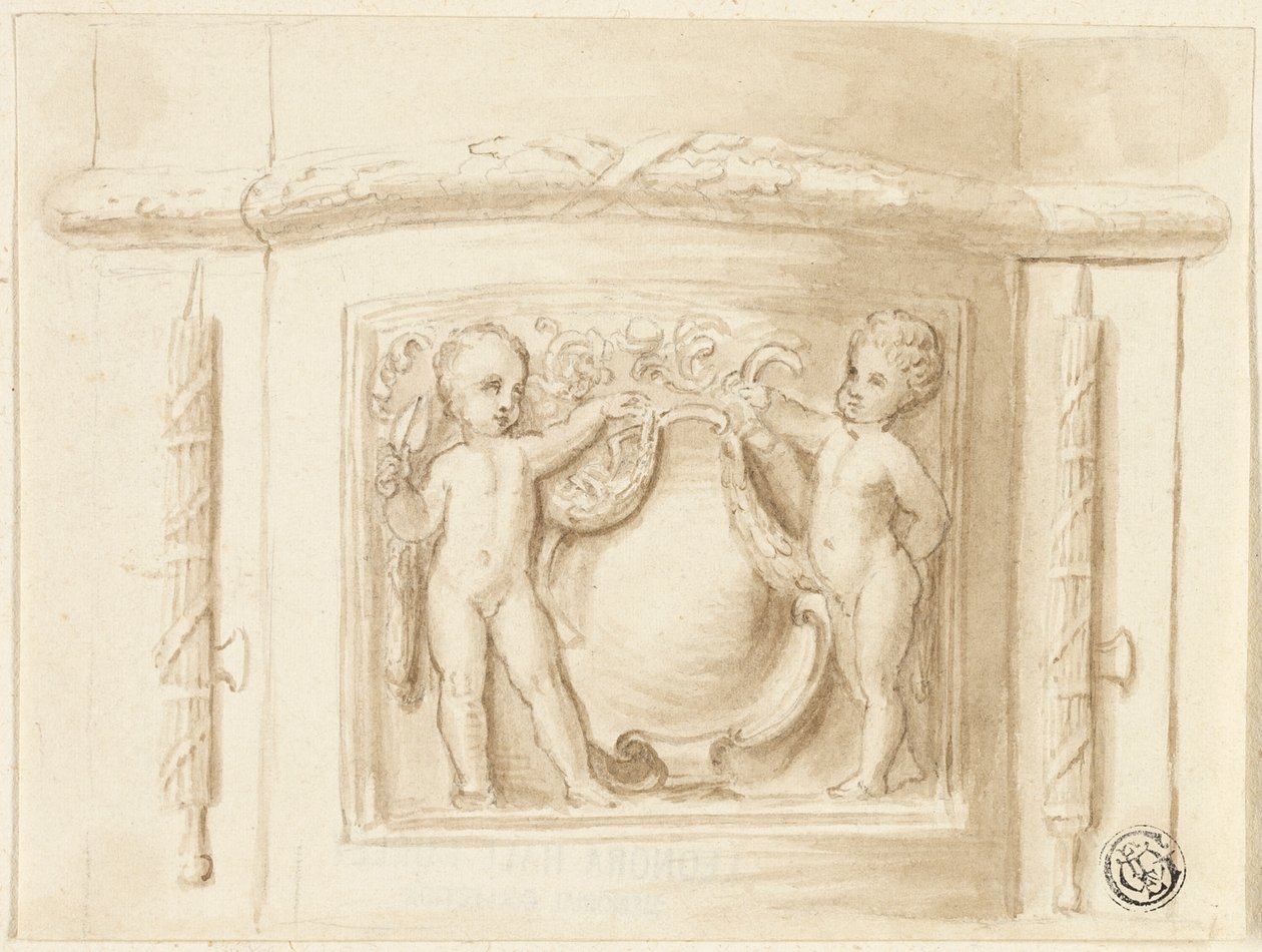 Základna pilastru s reliéfem, se 2 putti, štít od Thomas Stothard