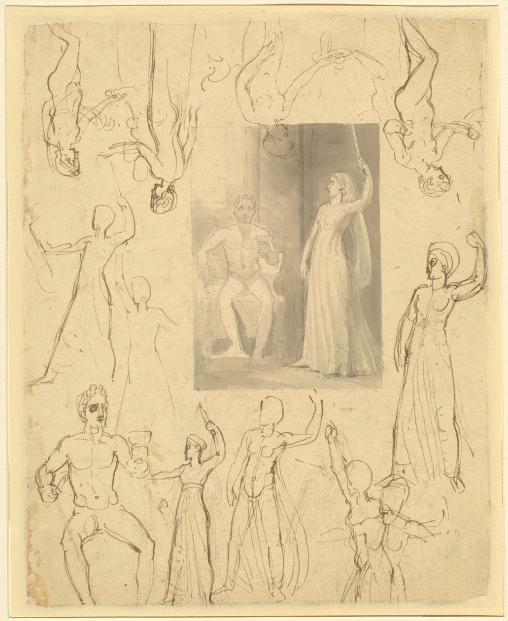Návrh knižní ilustrace Circe a Odysseus [recto] od Thomas Stothard