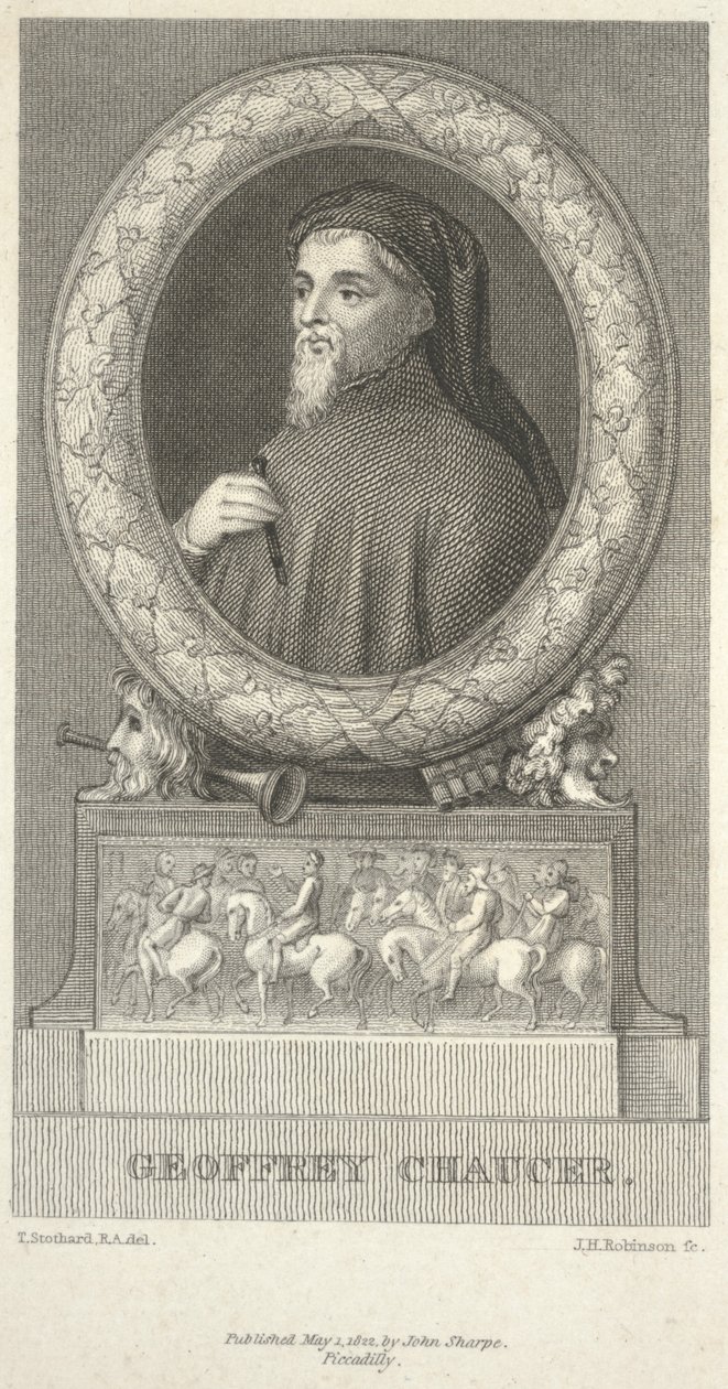 Geoffrey Chaucer, vyryl John Henry Robinson (1796-1871) od Thomas Stothard