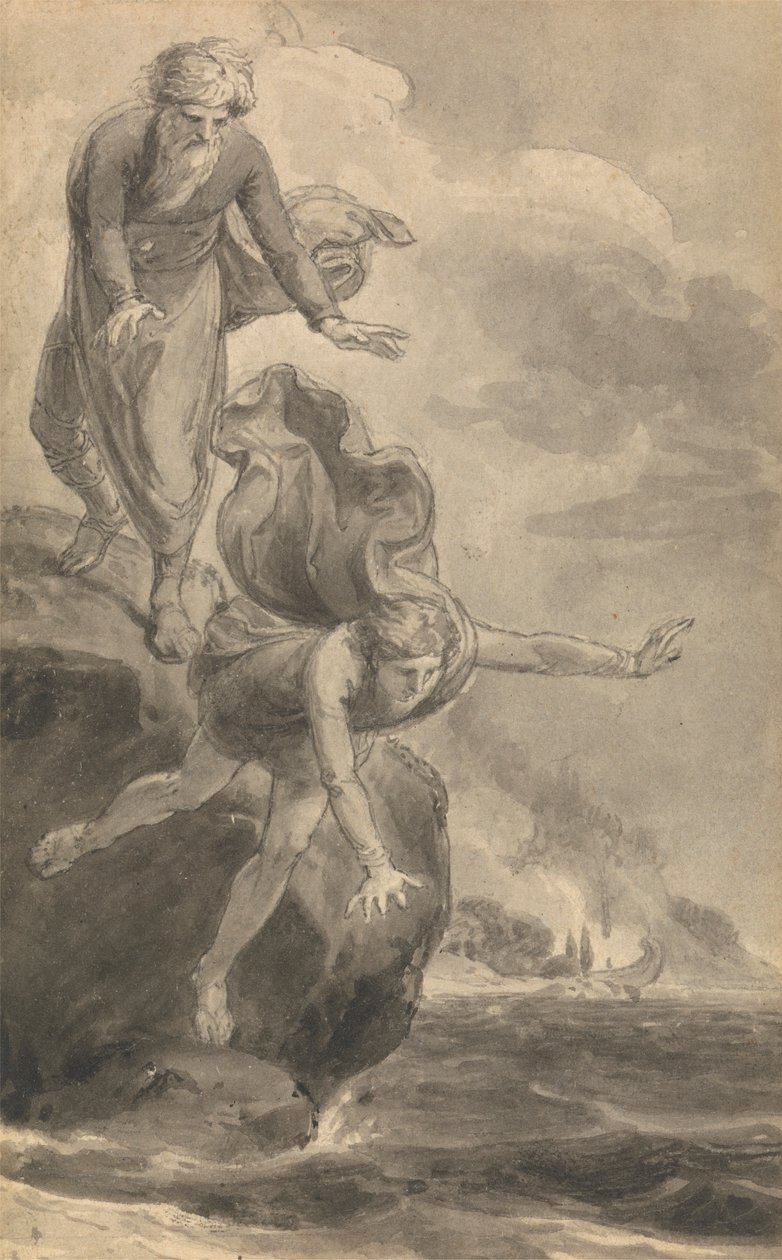 Jedna ze šesti ilustrací k Fenelonově „Dobrodružství Telemachova syna Ulyssese“ od Thomas Stothard