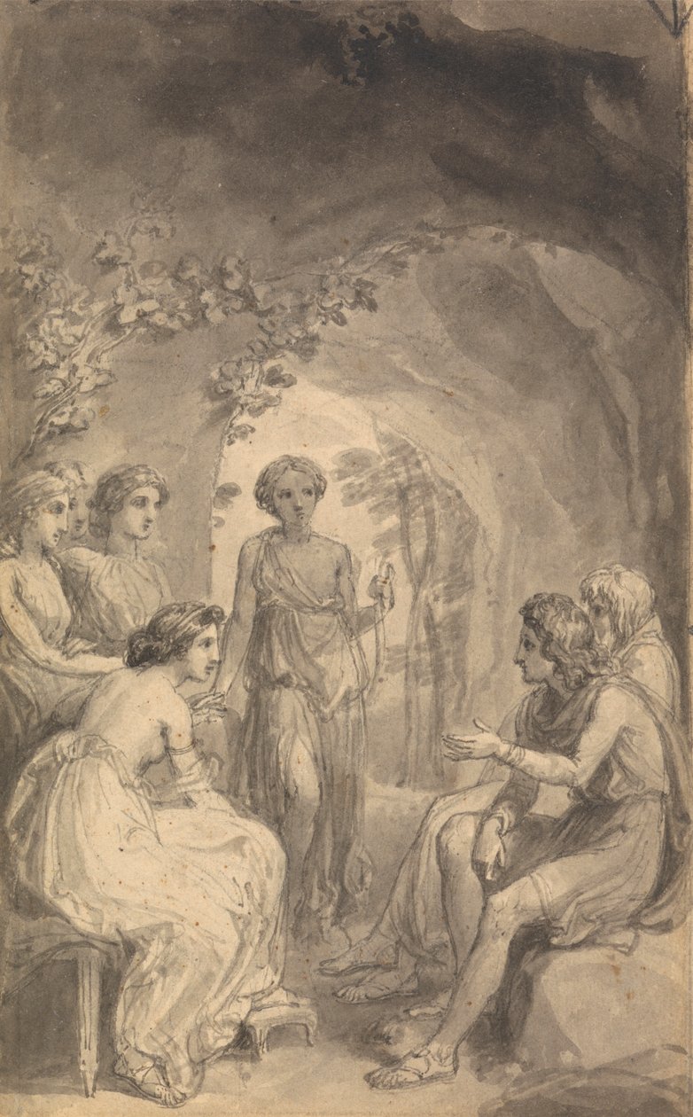 Jedna ze šesti ilustrací k Fenelonově „Dobrodružství Telemachova syna Ulyssese“ od Thomas Stothard