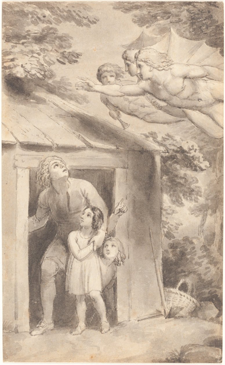 Petra a jeho děti navštívily tři létající postavy od Thomas Stothard