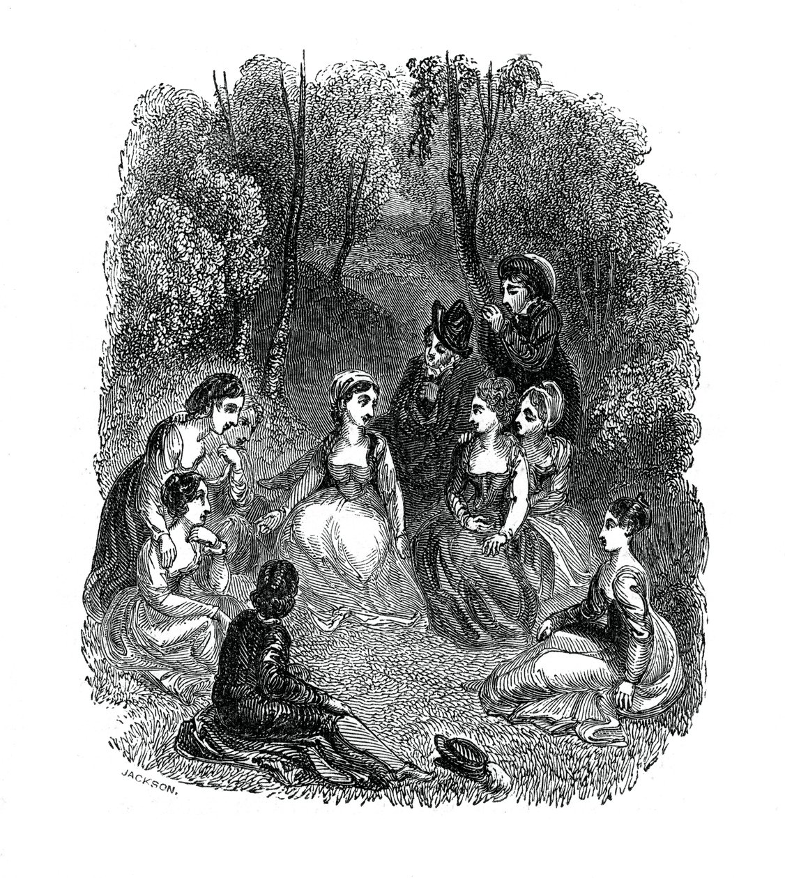 Scéna z úvodu k Dekameronu od Giovanniho Boccaccia, 1833. od Thomas Stothard