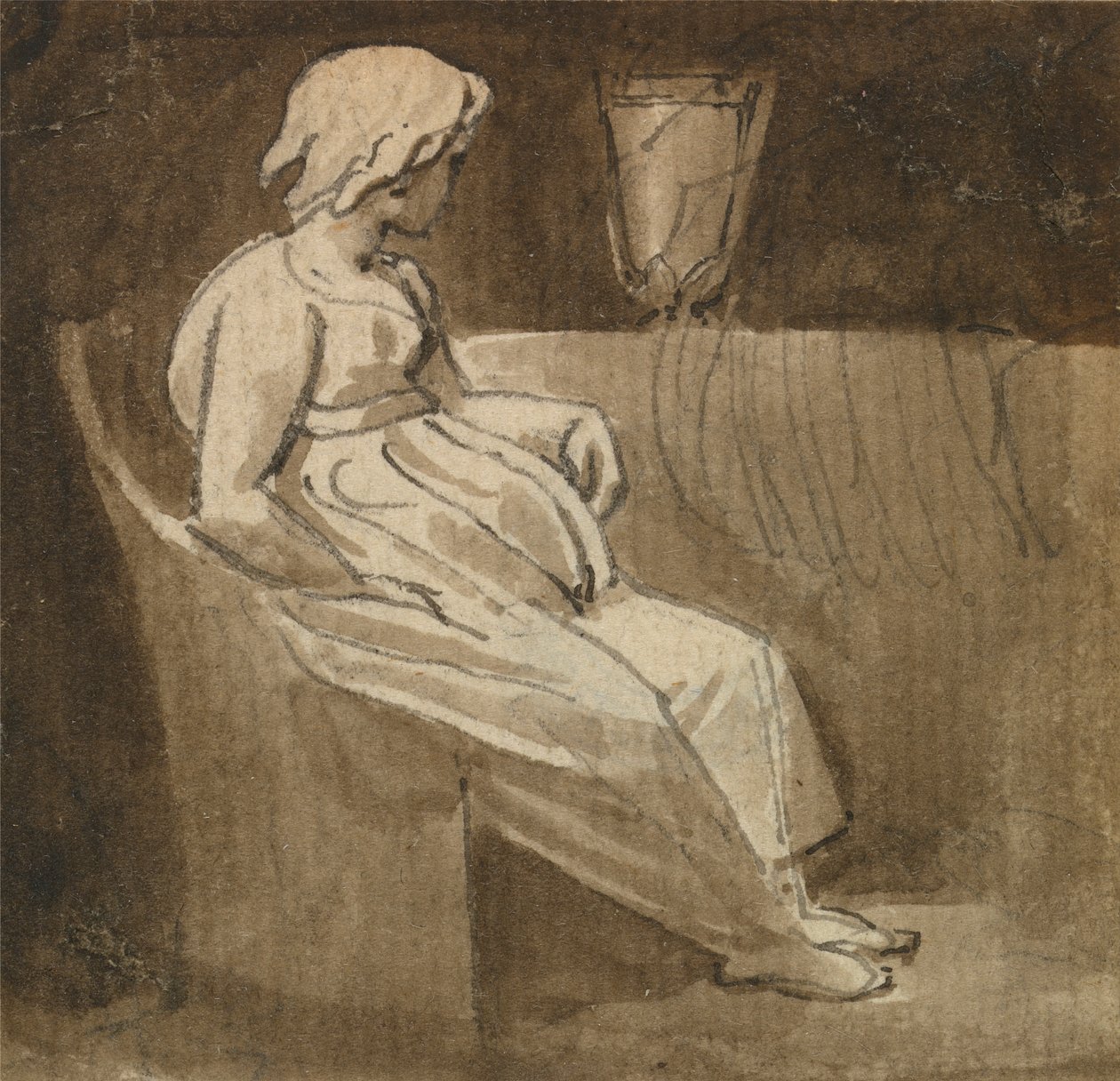 Sedící dívka u urny od Thomas Stothard