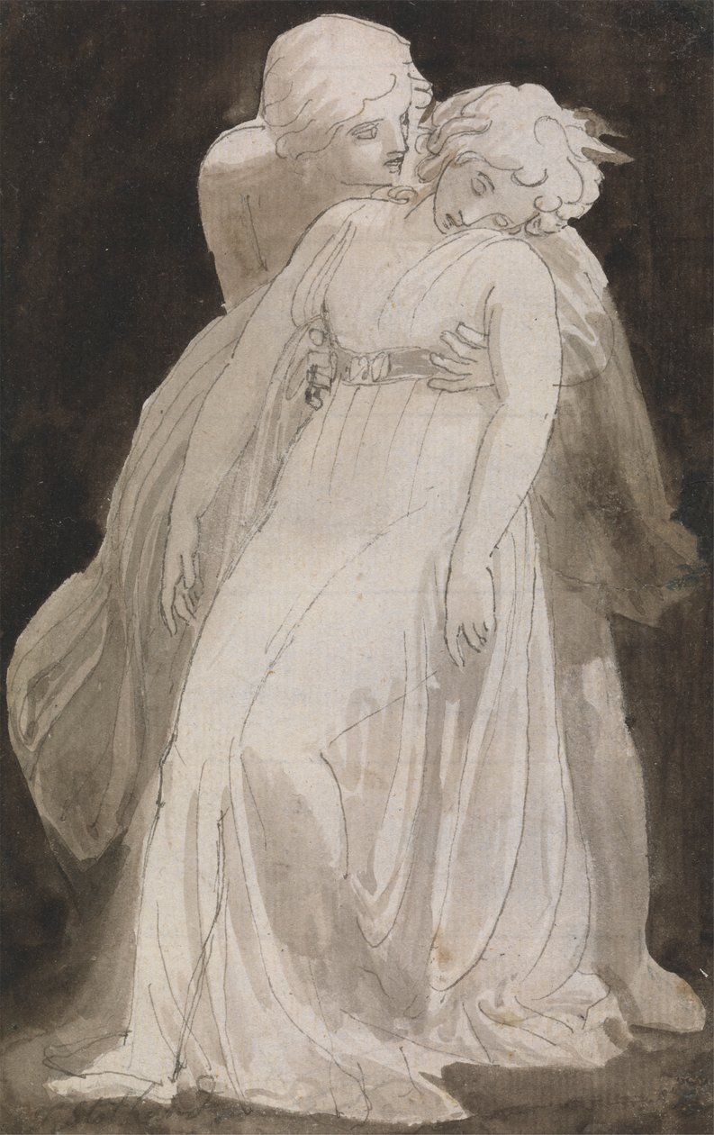 Starostlivost: Muž podpírající omdlévající ženu od Thomas Stothard