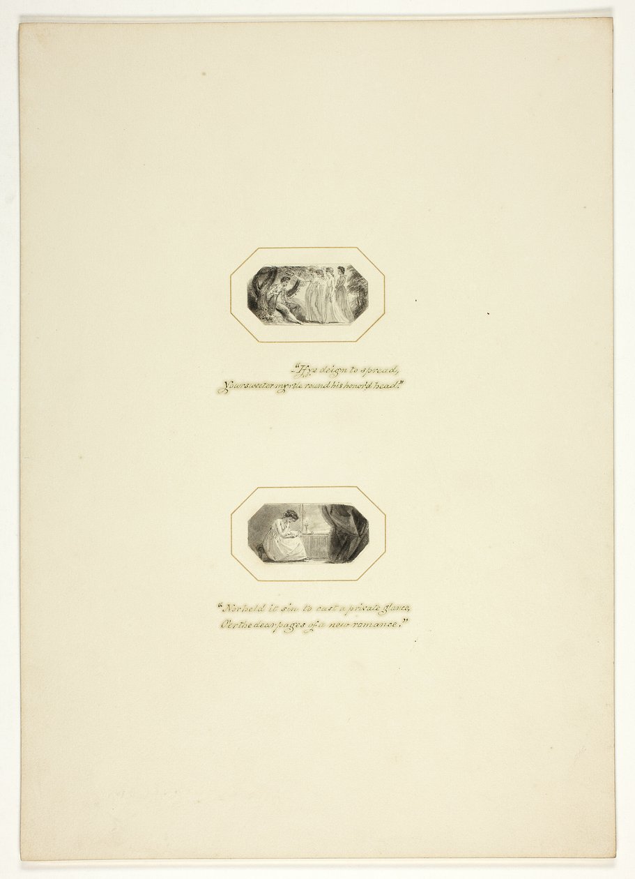 Studie pro desku z The Triumphs of Temper, v 1796 Royal Engagements Pocket Book od Thomas Stothard
