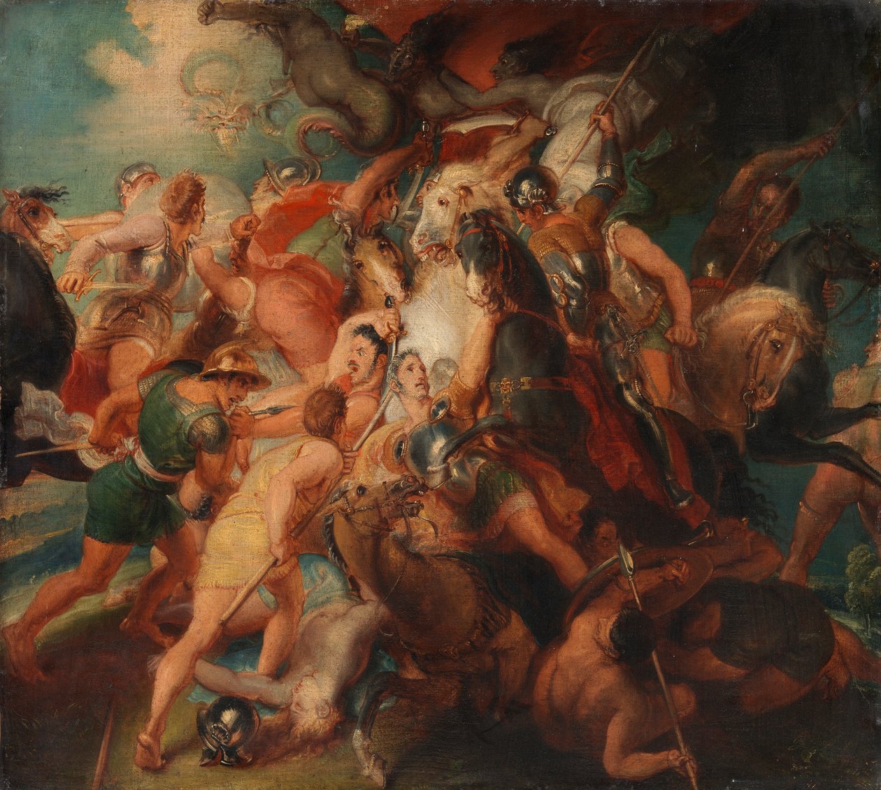 Hrůzy války, skica pro nástěnnou malbu Burghley House od Thomas Stothard