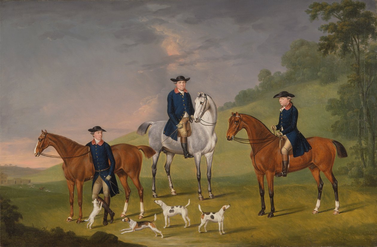John Corbet, Sir Robert Leighton a John Kynaston se svými koňmi a psy od Thomas Stringer