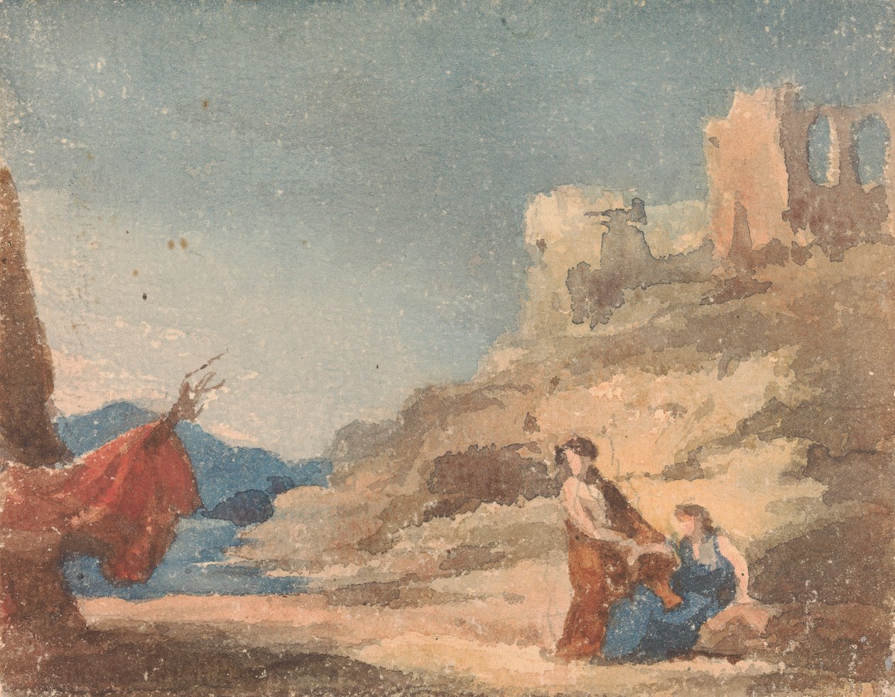Postavy mezi ruinami na kopci od Thomas Sully