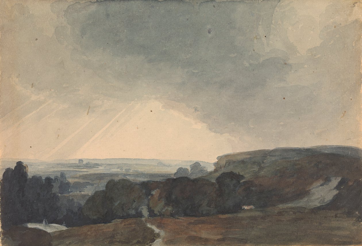 Krajina scéna z kopce, při pohledu do údolí zalitého sluncem od Thomas Sully