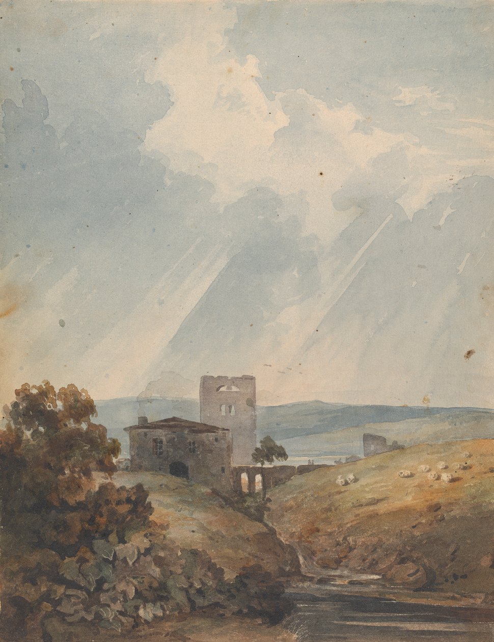 Krajina s hradem, kopci a horami od Thomas Sully