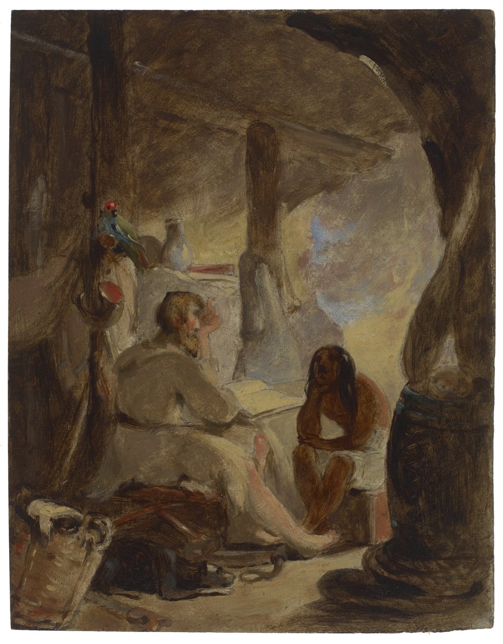Robinson Crusoe a pátek v jeskyni, kolem roku 1856 od Thomas Sully