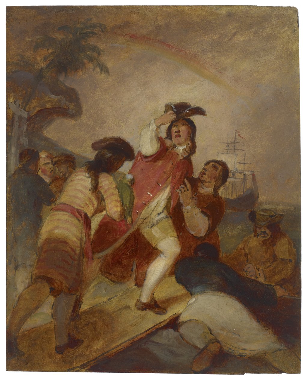 Robinson Crusoe a jeho muž Pátek opouštějí ostrov, kolem roku 1856 od Thomas Sully