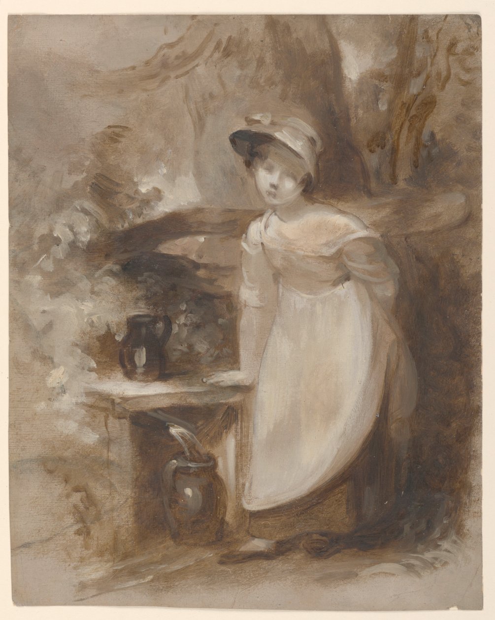 Mladá dívka dostává vodu u pramene od Thomas Sully