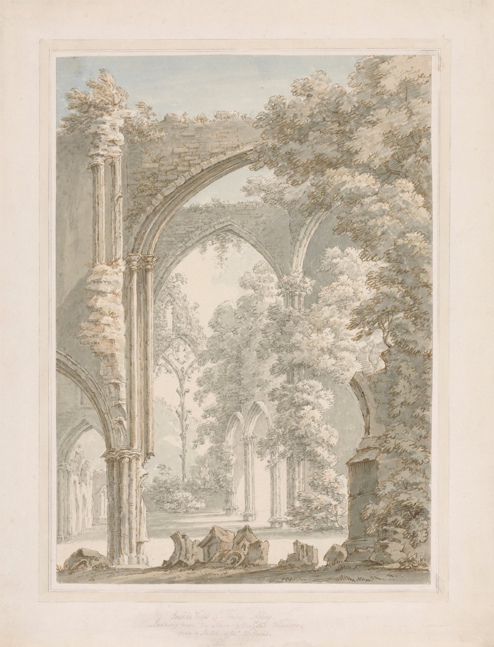 Vnitřní pohled na Tintern Abbey při pohledu z lodi na východní okno od Thomas Sunderland