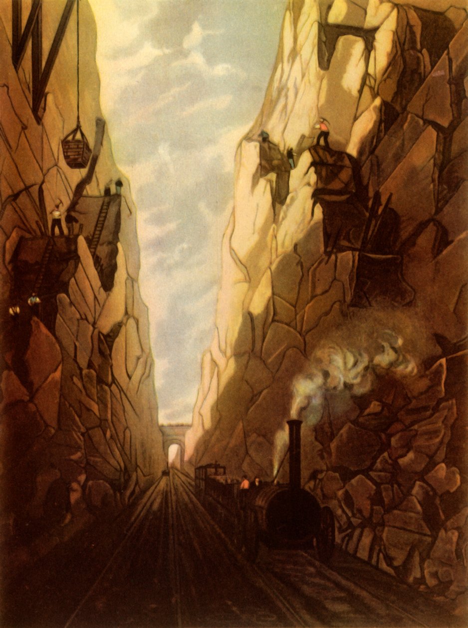 „Řezání olivové hory na železnici v Liverpoolu a Manchesteru“, 1831, 1945. od Thomas Talbot Bury